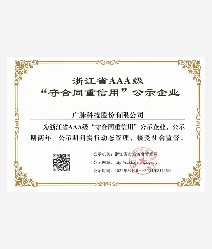 省级“守合同重信用AAA”企业